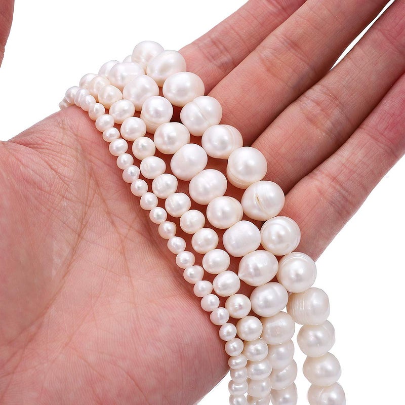 BEADIA Natural Pearl Beads Potato 10-11mm White Freshwater Cultured Loose Gemstone Beads for DIY Jewelry Making 13.8''/Strand - Image 3